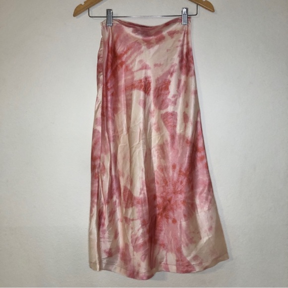 Lioness Silk Tie Dye Pink & Cream Midi Skirt Size XS - Picture 5 of 8